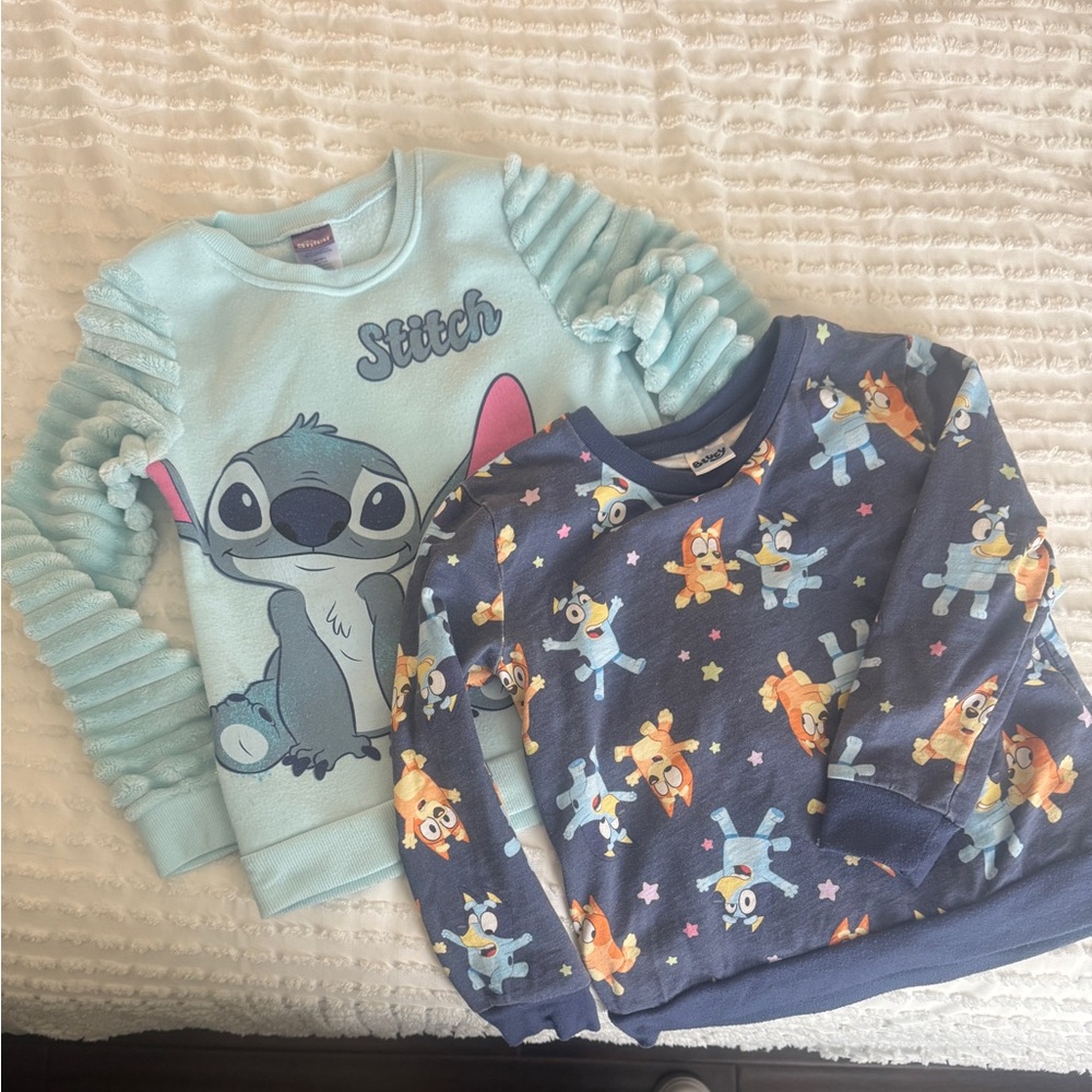 Disney Stitch and Bluey Kids Sweatshirt Duo - Light Blue and Navy